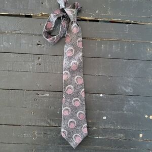 Harridge Row 100% Italian Silk Men's Dress Tie Black Grey Pink Pattern Business